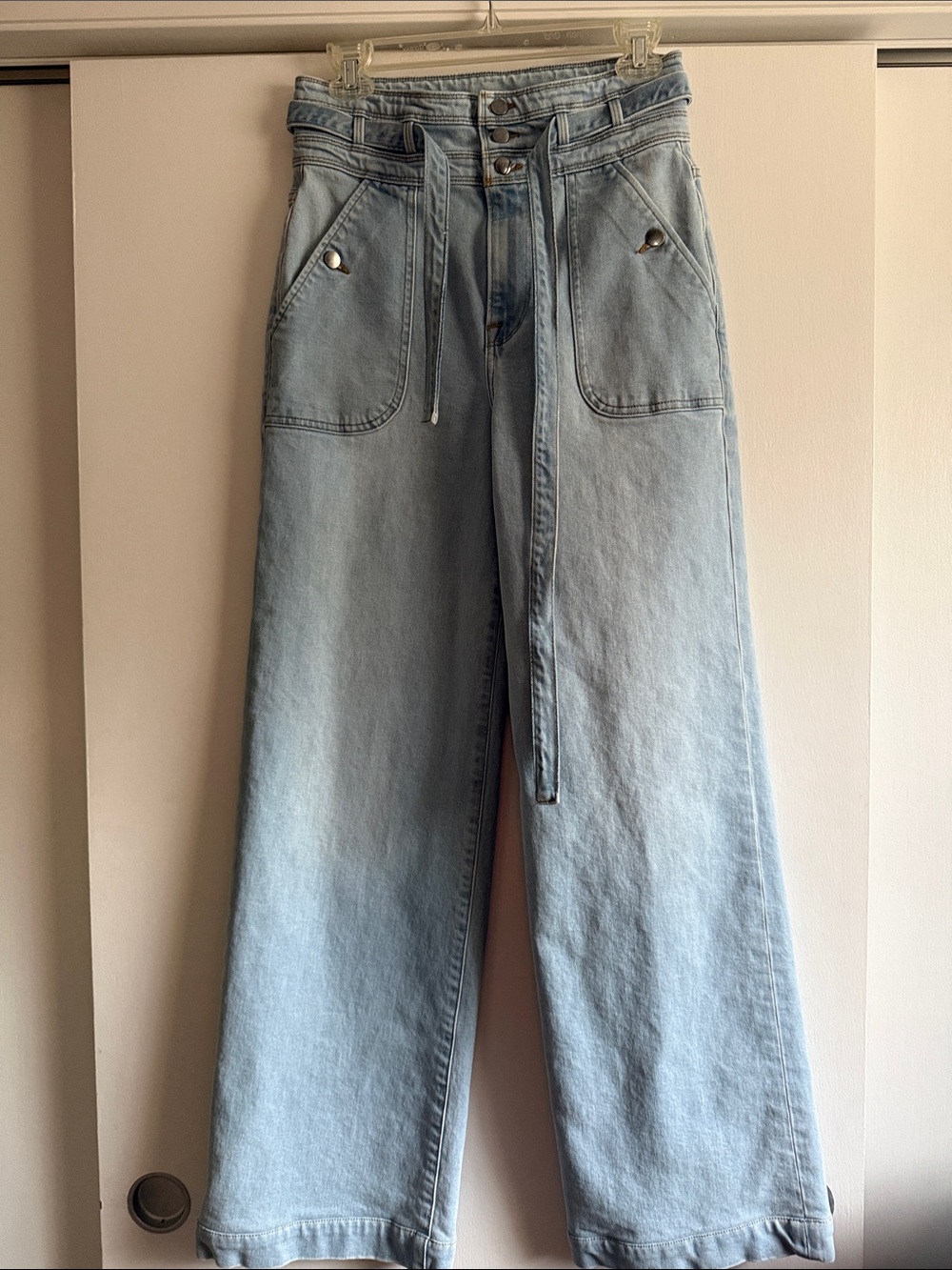 Frame Ali Triple Waist Wide Leg Tie Jeans